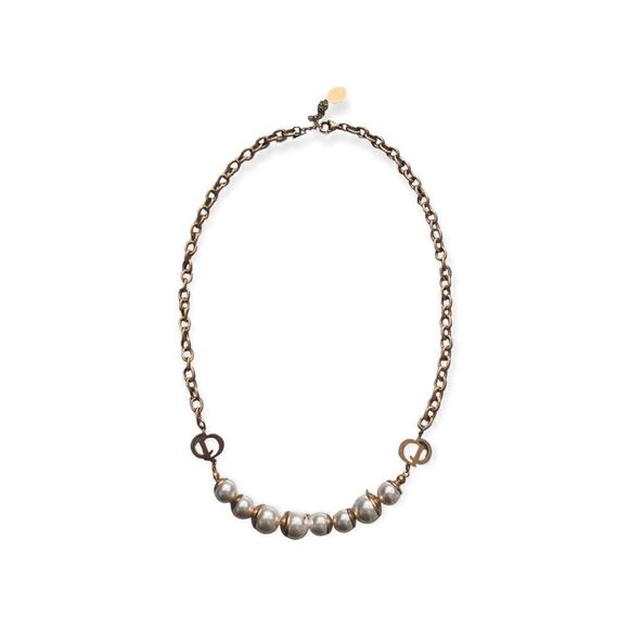 Christian Dior, Pearl and Gold Necklace, Stamp “CD” - Picture 5 of 7